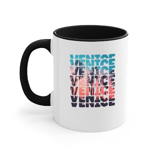 Venice Beach California Vacation Ocean Palm Tree Accent Mugs
