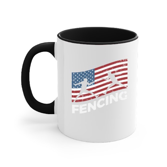 Fencing Usa Flag Fencer Patriotic Accent Mugs