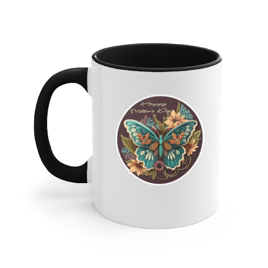 Butterfly and flowers Happy Mother's Day Stickers Accent Mugs