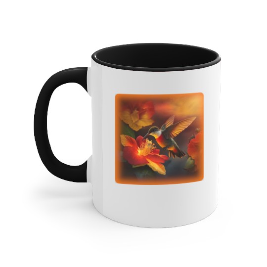 Hummingbird Hibiscus Flower Morning Sunrise Nature Accent Mugs