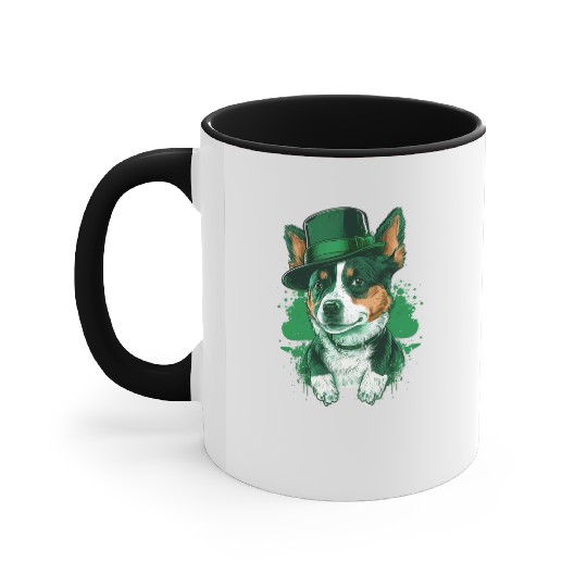 Lucky Pup St. Patricks Day for Dog Lovers. Accent Mugs