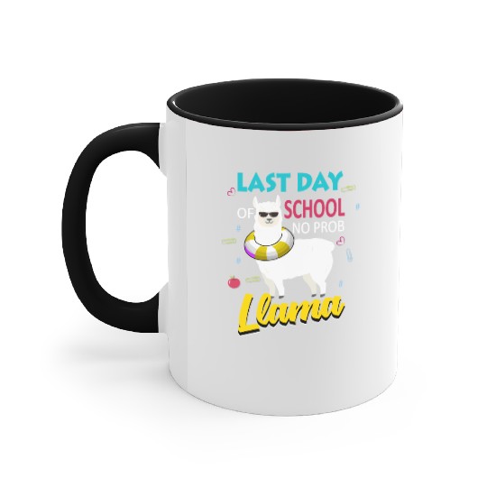 Llama Last Day of School Teacher No Prob Accent Mugs