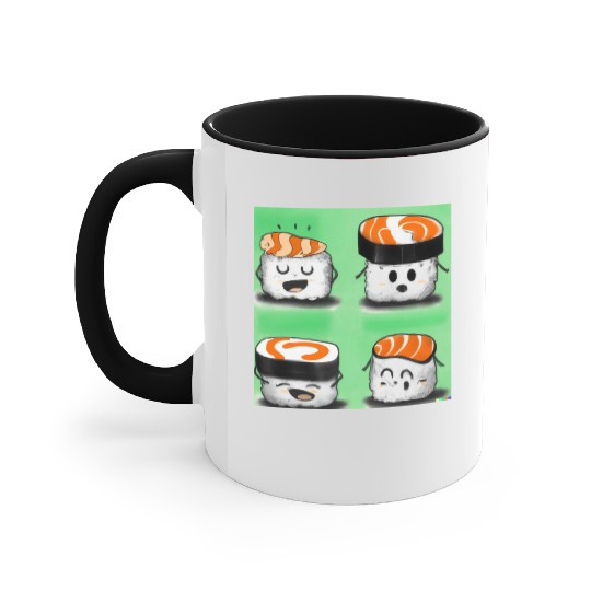 Happy Cheerful Sushi I Love Sushi Design Accent Mugs