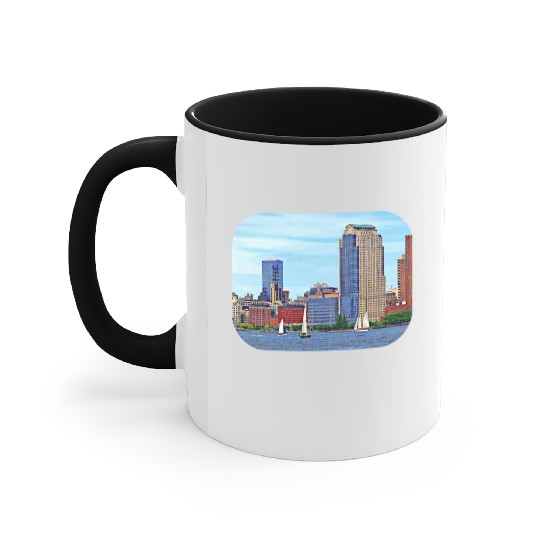 Manhattan NY - Boats By Manhattan Skyline Accent Mugs