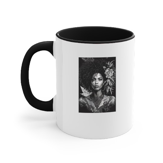 Black-and-White Afrocentric Art Accent Mugs