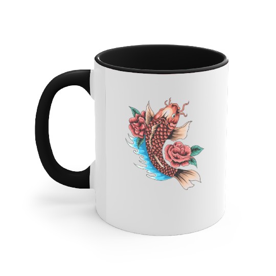 Koi Fish and Roses Accent Mugs