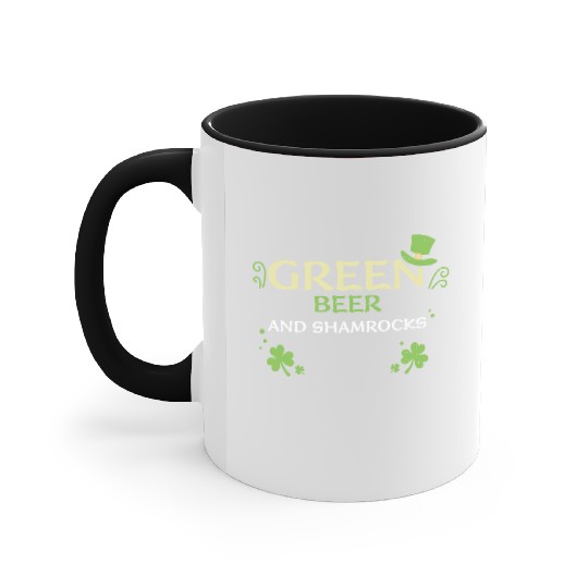 Green beer and shamrocks Accent Mugs