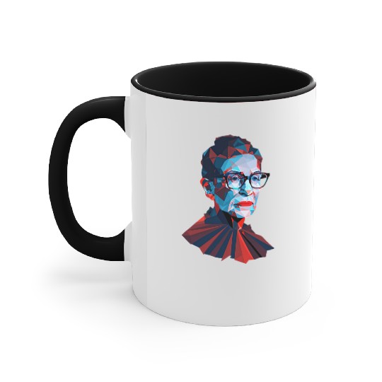 Ruth Bader Ginsburg low polygon design red blue Accent Mugs