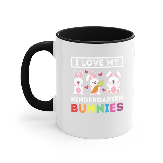 I Love My Kindergarten Bunnies Teacher Easter Accent Mugs