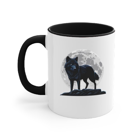 Wolf howling at the moon graphic Accent Mugs