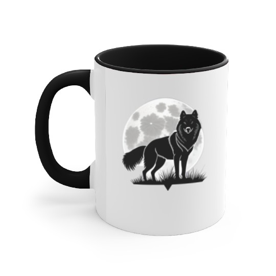 Wolf howling at the moon graphic Accent Mugs