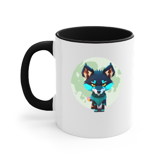 Cute Wolf Moon Graphic Accent Mugs
