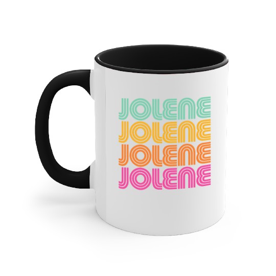Jolene Retro Vintage 70s 80s Rainbow Pink Song Sun Accent Mugs