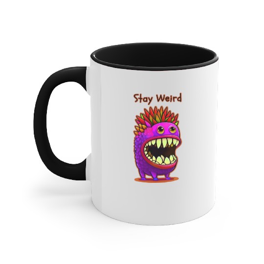 Stay Weird Monster Doodle Violet Accent Mugs