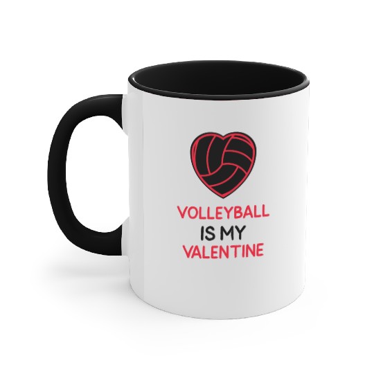 Volleyball Is My Valentine | Sports Lover Accent Mugs