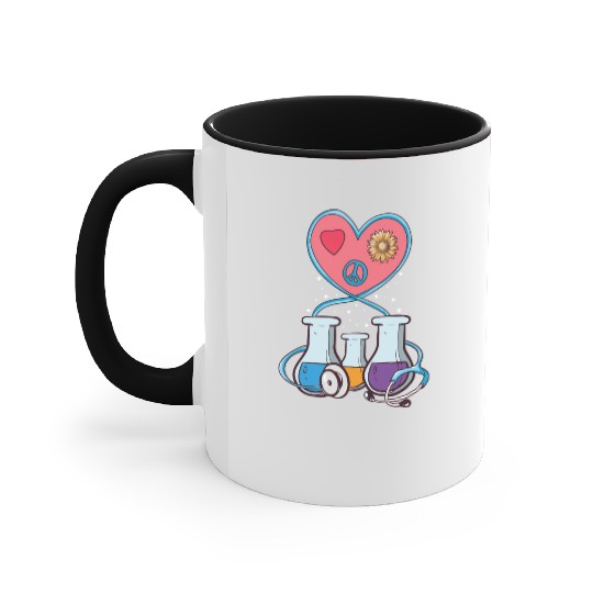 Medical Laboratory Science Heart Cartoon Accent Mugs