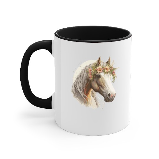 Horse Flower Crown Floral Farm Animal Pet Horse Ri Accent Mugs