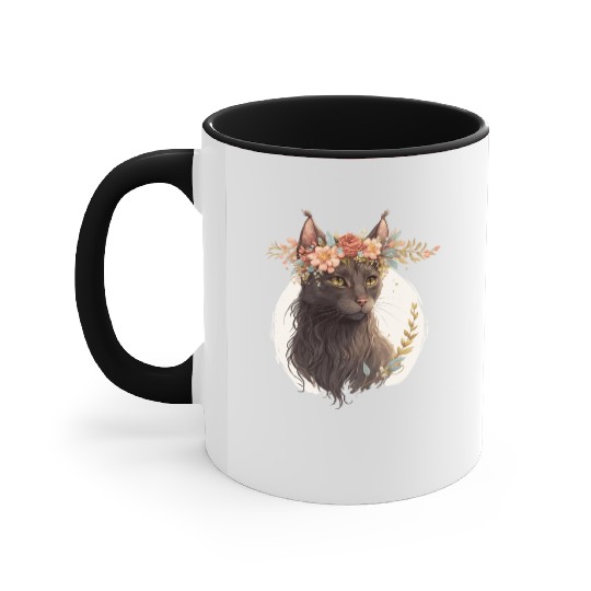 Cute Havana Brown Cat Flower Crown Cats Pet Kitten Accent Mugs