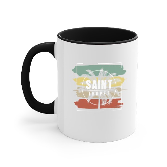 Saint Tropez Artistic Palm Tree Retro Accent Mugs
