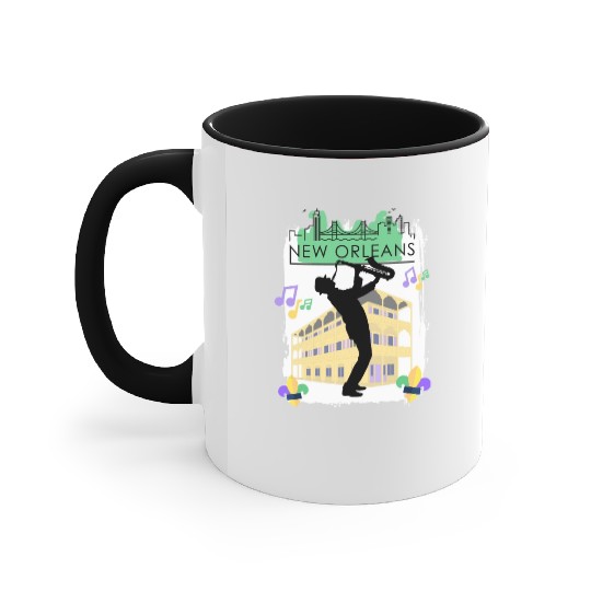 Mardi Gras New Orleans Louisiana City Jazz Music Accent Mugs