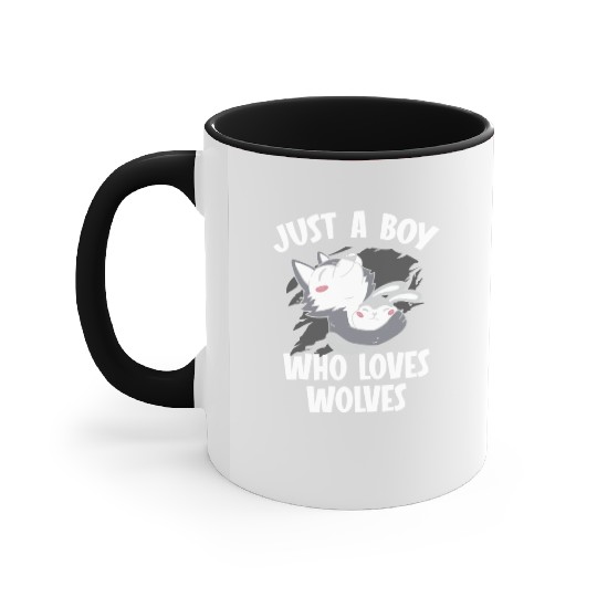 Just A Boy Who Loves Wolves Werewolf Wolf Lover Accent Mugs