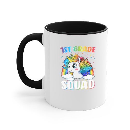 1st Grade Squad Unicorn Rainbow Back To School Accent Mugs