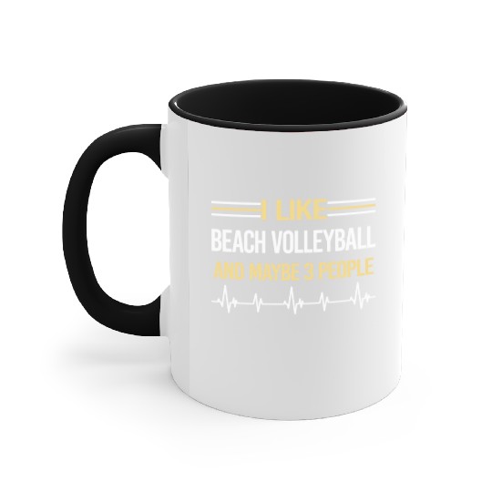 3 People Beach Volleyball funny Accent Mugs