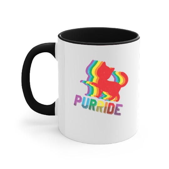 Cute Cat Gay LGBTQ Rainbow LGBT Pride Month Accent Mugs