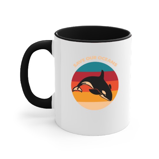 Save Our Oceans Wildlife Orca Whale Climate Change Accent Mugs
