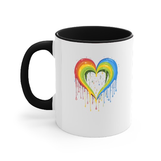 Love is Universal: LGBTQ+ Rainbow Heart, Accent Mugs
