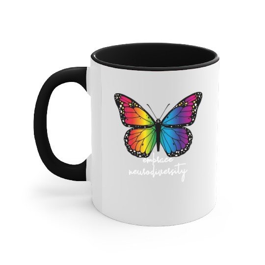 Embrace Neurodiversity Butterfly Autism Awareness Accent Mugs