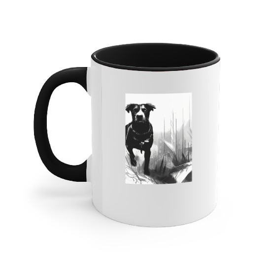 Black and white dog Accent Mugs