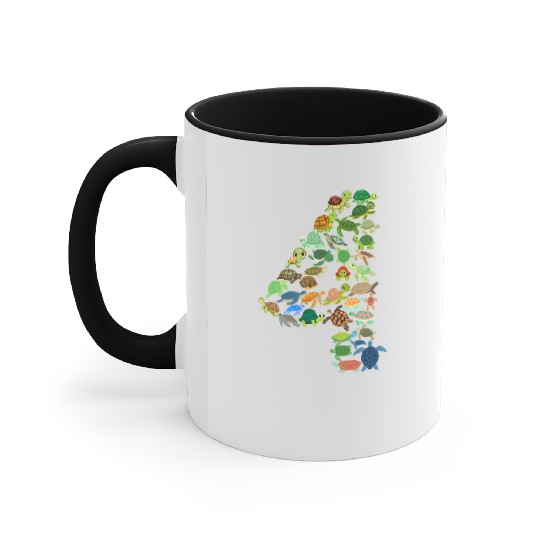 4th Birthday Sea Turtle Tortoise Theme 4 Year Old Accent Mugs