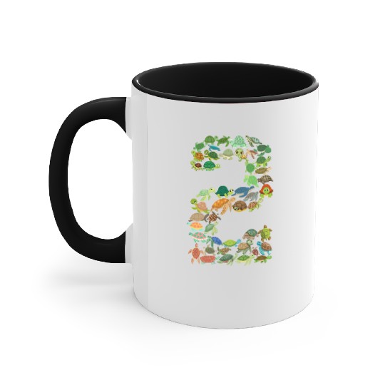 2nd birthday sea turtle tortoise theme 2 year old Accent Mugs