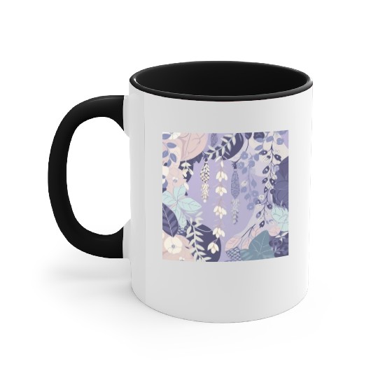 Wisteria Pattern, Japanese Kimono Fabric Pattern Accent Mugs