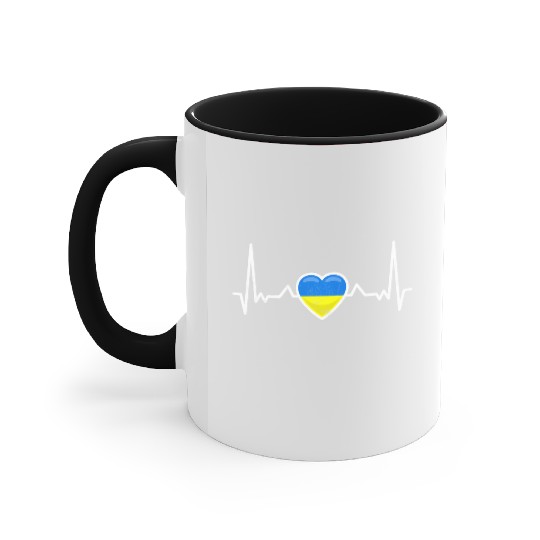 Heartbeat Ukraine Heart Ukrainian Flag Accent Mugs