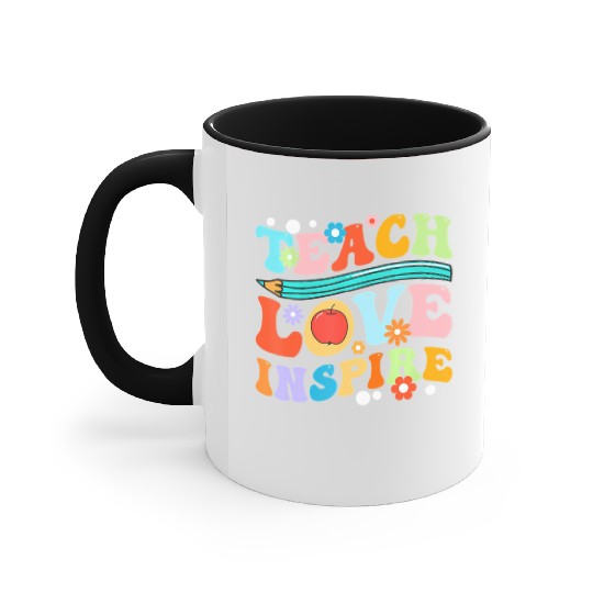 Retro Groovy Teacher Inspirational Happy Back to S Accent Mugs