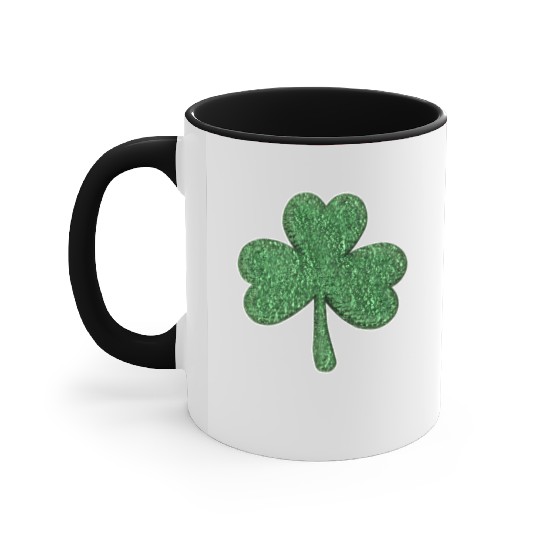 St Patrick'S Day Green Glitter-Clover Shamrock Accent Mugs