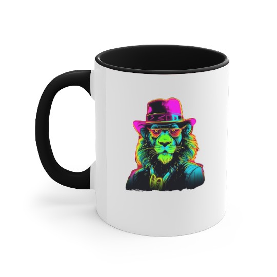 Neon gangster lion Accent Mugs