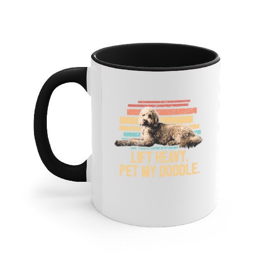 Pet My Doodle Retro Goldendoodle Dog Dad Doodle Accent Mugs