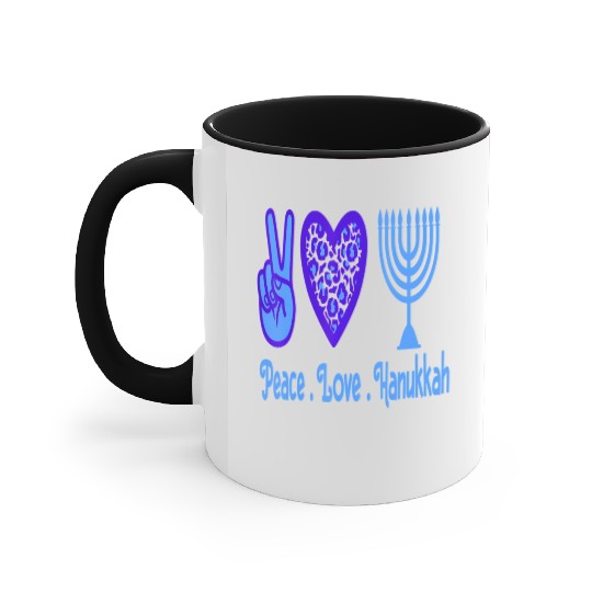 Peace Love Hanukkah 2021 Jewish Menorah Hanukkah C Accent Mugs