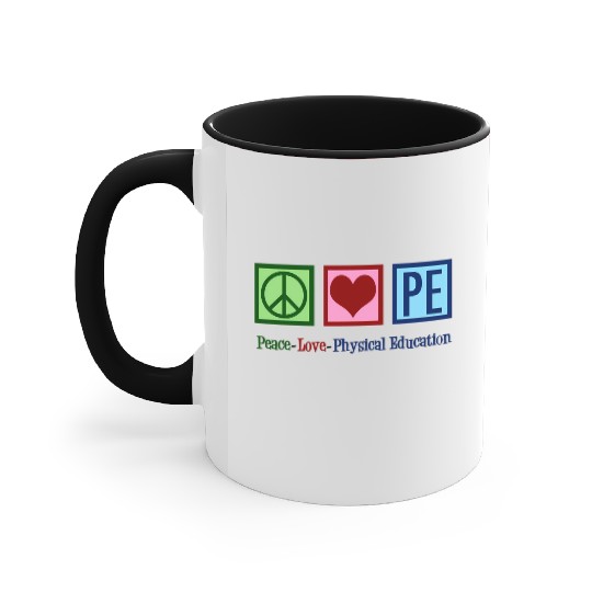 Peace Love Pe Teacher Physical Education Accent Mugs