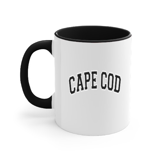 Cape Cod Massachusetts Varsity Style Black Text Accent Mugs