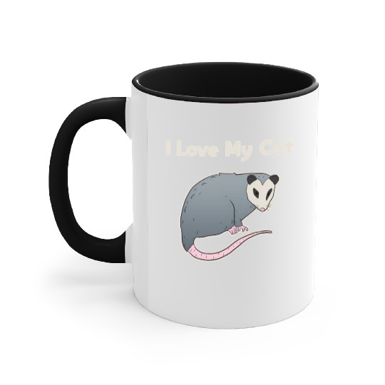 I Love My Cat Opossum Accent Mugs