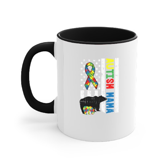Mama Bear Family Autism Awareness For Mom Accent Mugs