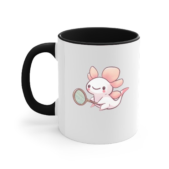 Axolotl tennis badminton design Accent Mugs