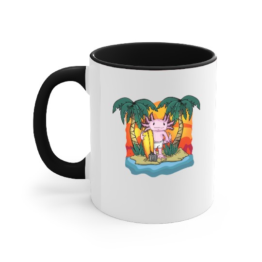 Axolotl Gift Beach Surfing Lover Kids Ocean Accent Mugs