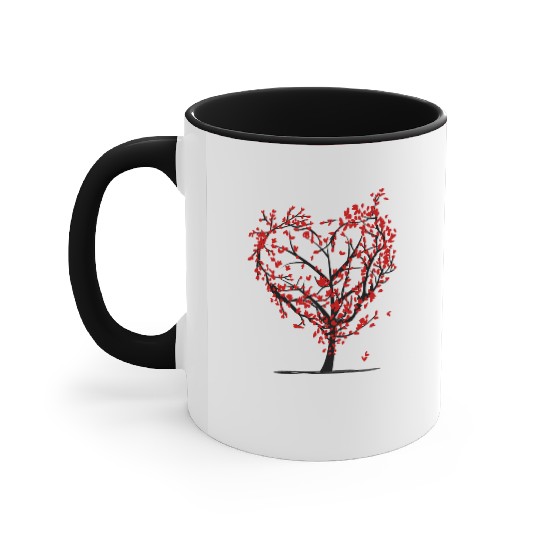 Red and Floral Heart Accent Mugs