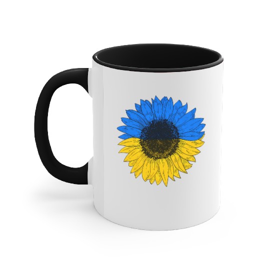 Ukraine Flag Sunflower Ukrainian Flag Accent Mugs