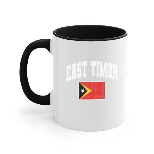 East Timor Vintage Flag Accent Mugs